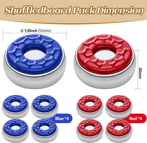 8 Pcs Dia. 2-1/8'' 53 mm Shuffleboard Pucks Set Indoor Table Shuffleboard Accessories Red and Blue Shuffleboard Pucks Equipment for Family Fun Home Games in Saudi Arabia