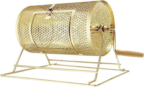 YUZPKRSI Raffle Drum, Professional Brass Plated Raffle Ticket Spinning Cage with Wooden Turning Handle, Large Capacity Holds 2500 Tickets, Raffle Balls (Not Included) in Saudi Arabia
