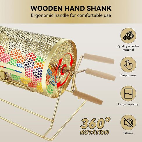 YUZPKRSI Raffle Drum, Professional Brass Plated Raffle Ticket Spinning Cage with Wooden Turning Handle, Large Capacity Holds 2500 Tickets, Raffle Balls (Not Included) in Saudi Arabia
