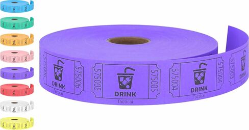 Tacticai 1000 Raffle Tickets, Drink, Purple (8 Color Selection), Single Roll for Events, Entry, Class Reward, Fundraiser & Prizes in Saudi Arabia