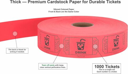 Tacticai 1000 Raffle Tickets, Drink, Purple (8 Color Selection), Single Roll for Events, Entry, Class Reward, Fundraiser & Prizes in Saudi Arabia