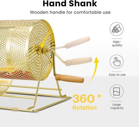 VIVOHOME 11 بوصة × 8 بوصة مطلي بالنحاس طبل السحب اليانصيب رسم الغزل مع مقبض خشبي تحول يحمل 2500 تذكرة in Kuwait