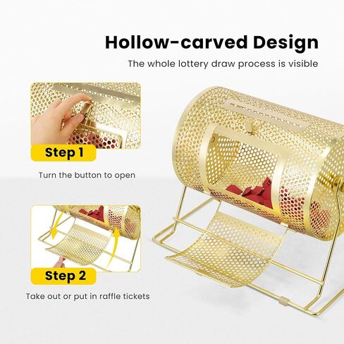 VIVOHOME 11 بوصة × 8 بوصة مطلي بالنحاس طبل السحب اليانصيب رسم الغزل مع مقبض خشبي تحول يحمل 2500 تذكرة in Kuwait