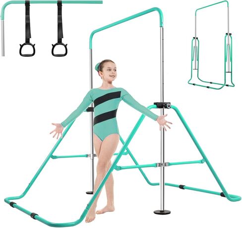 DING.PAI شريط تدريب الجمباز القابل للتوسيع مع حلقات مجانية، ارتفاع قابل للتعديل أفقي بار الجمباز تدريب الصغار بار قابل للطي تدريب القرد بار للأطفال in Kuwait