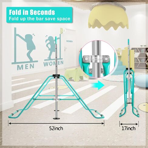 DING.PAI شريط تدريب الجمباز القابل للتوسيع مع حلقات مجانية، ارتفاع قابل للتعديل أفقي بار الجمباز تدريب الصغار بار قابل للطي تدريب القرد بار للأطفال in Kuwait