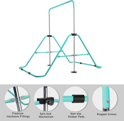 DING.PAI شريط تدريب الجمباز القابل للتوسيع مع حلقات مجانية، ارتفاع قابل للتعديل أفقي بار الجمباز تدريب الصغار بار قابل للطي تدريب القرد بار للأطفال in Kuwait