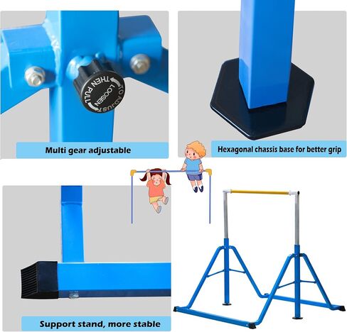 Gymnastics Bar,Kids Gymnastics Bar, Monkey Bars for Backyard,8 Heights Adjustable Folding Monkey Bars for Backyard in Kuwait