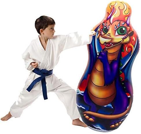 كيس ملاكمة قابل للنفخ للأطفال مع مجموعة سيف إسفنجية | حقيبة بوب مزدوجة الجوانب مقاس 48 بوصة للأولاد والبنات والأطفال | ألعاب خيالية ورياضية ذات طابع الفارس والتنين in Kuwait