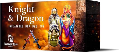 كيس ملاكمة قابل للنفخ للأطفال مع مجموعة سيف إسفنجية | حقيبة بوب مزدوجة الجوانب مقاس 48 بوصة للأولاد والبنات والأطفال | ألعاب خيالية ورياضية ذات طابع الفارس والتنين in Kuwait