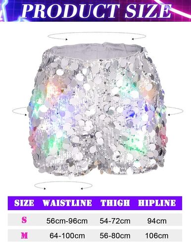 Nicute Women's Sequins Shorts Led Light Up Shorts Sparkly High Waist Hot Pants Bottoms Shorts for Music Festival Disco Party in Saudi Arabia