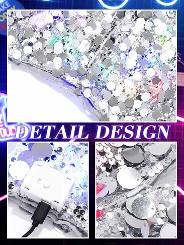 Nicute Women's Sequins Shorts Led Light Up Shorts Sparkly High Waist Hot Pants Bottoms Shorts for Music Festival Disco Party in Saudi Arabia