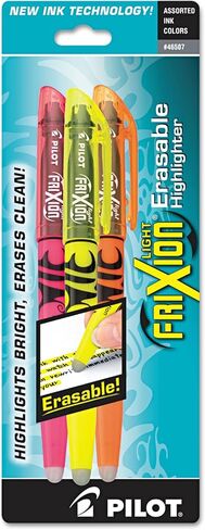 Pilot, FriXion Light Erasable Highlighters, Chisel Tip, Pack of 3, Assorted Colors in Kuwait