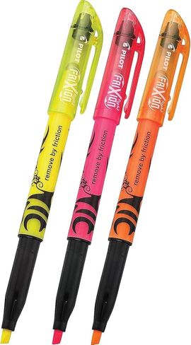 Pilot, FriXion Light Erasable Highlighters, Chisel Tip, Pack of 3, Assorted Colors in Kuwait