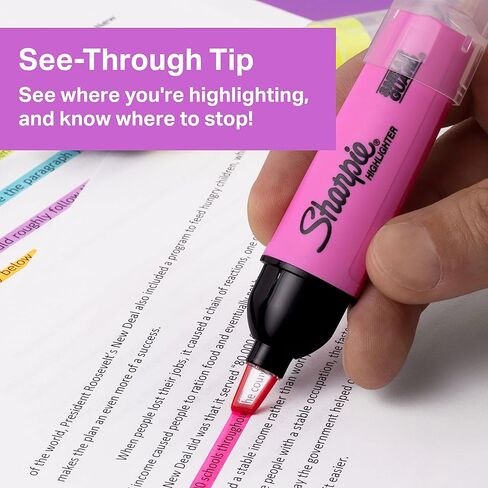 SHARPIE Highlighter, Clear View Highlighter with See-Through Chisel Tip, Tank Highlighter, Assorted, 8 Count in Kuwait
