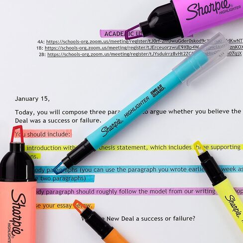 SHARPIE Highlighter, Clear View Highlighter with See-Through Chisel Tip, Tank Highlighter, Assorted, 8 Count in Kuwait
