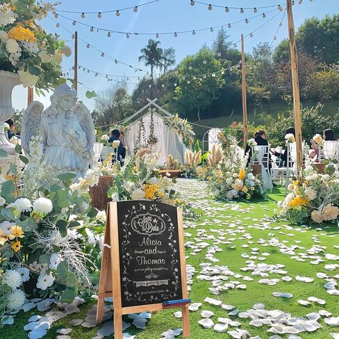 HPC ديكور سبورة طباشير مقاس 32 بوصة × 18 بوصة، لوحة إشارة سبورة على شكل حرف A، لوحة مغناطيسية ريفية مزدوجة الجوانب، سبورة القائمة، علامات لوحة الساندويتش في الهواء الطلق، حامل السبورة لحفل الزفاف أو عرض المطعم in Kuwait