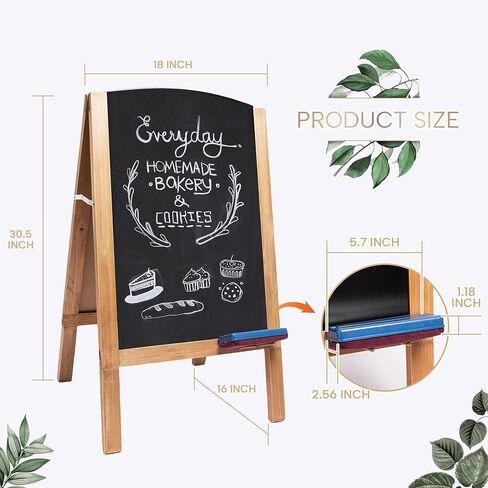 HPC ديكور سبورة طباشير مقاس 32 بوصة × 18 بوصة، لوحة إشارة سبورة على شكل حرف A، لوحة مغناطيسية ريفية مزدوجة الجوانب، سبورة القائمة، علامات لوحة الساندويتش في الهواء الطلق، حامل السبورة لحفل الزفاف أو عرض المطعم in Kuwait