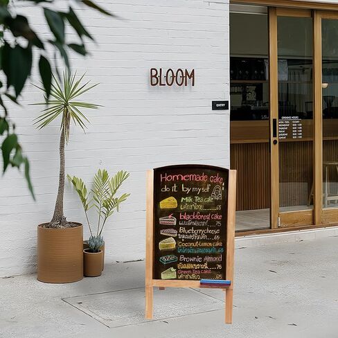 HPC ديكور سبورة طباشير مقاس 32 بوصة × 18 بوصة، لوحة إشارة سبورة على شكل حرف A، لوحة مغناطيسية ريفية مزدوجة الجوانب، سبورة القائمة، علامات لوحة الساندويتش في الهواء الطلق، حامل السبورة لحفل الزفاف أو عرض المطعم in Kuwait