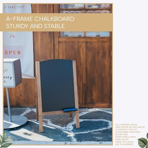 HPC ديكور سبورة طباشير مقاس 32 بوصة × 18 بوصة، لوحة إشارة سبورة على شكل حرف A، لوحة مغناطيسية ريفية مزدوجة الجوانب، سبورة القائمة، علامات لوحة الساندويتش في الهواء الطلق، حامل السبورة لحفل الزفاف أو عرض المطعم in Kuwait