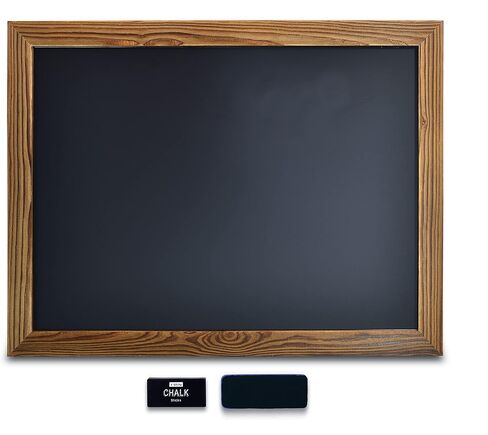 سبورة حائط مغناطيسية من Better Office Products، حجم كبير 18 بوصة × 24 بوصة، إطار خشبي ريفي، لافتة سبورة، حامل حائط عمودي أو أفقي، يتضمن طباشير وممحاة، (بني ريفي) in Kuwait