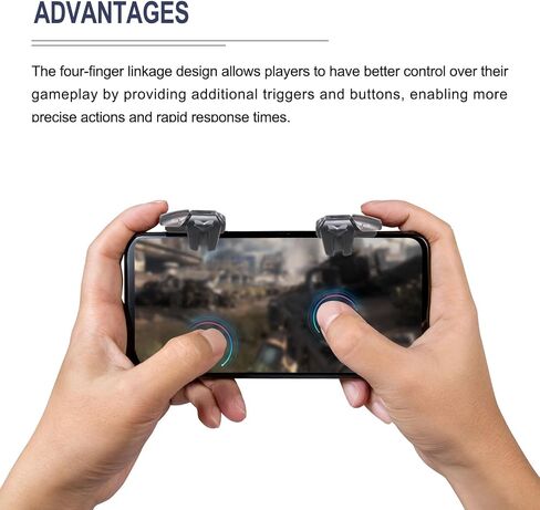 MECCANIXITY Gaming Triggers وحدة تحكم الألعاب المحمولة G21 بستة أصابع وزر مفاتيح النار وحساسية عالية للهاتف الخلوي 4.7-6.5 بوصة مع قفازات 6 أصابع in Saudi Arabia