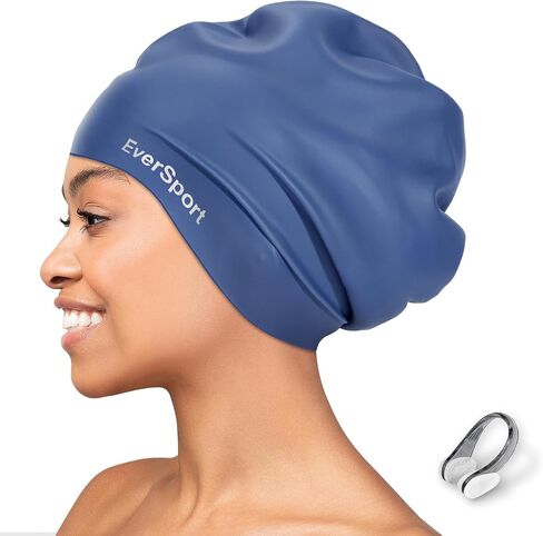 EverSport Large Swim Cap for Braids and Dreadlocks, Waterproof Silicone Swimming Cap for Women Men Keep Hair Dry in Kuwait