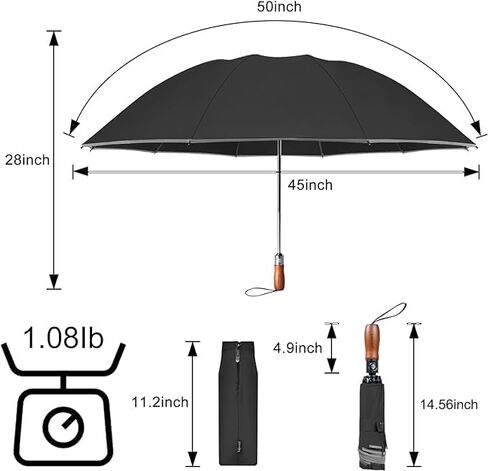 مظلة جولف عكسية قابلة للطي من Lejorain - مظلة أوتوماتيكية كبيرة مقاومة للرياح مقلوبة للسفر للرجال شريط عاكس للمطر in Kuwait