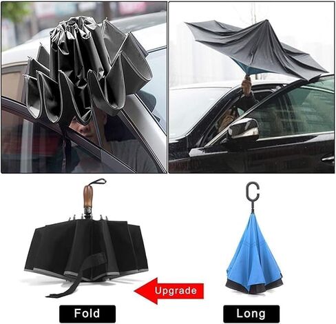 مظلة جولف عكسية قابلة للطي من Lejorain - مظلة أوتوماتيكية كبيرة مقاومة للرياح مقلوبة للسفر للرجال شريط عاكس للمطر in Kuwait