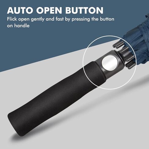 NINEMAX Large Golf Umbrella Windproof 62 Inch Extra Large, Automatic Open Double Canopy Vented Oversized Adult Umbrella for Rain and Wind(Black) in Kuwait