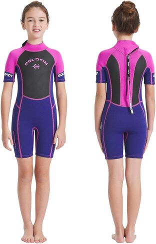 Goldfin Kids Wetsuit, 3mm Shorty Wetsuits for Boys Girls Neoprene Wet Suits Keep Warm in Cold Water Surfing Swimming Snorkeling Diving in Kuwait