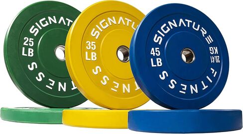 لوحات وزن أوليمبية ممتصة للصدمات مقاس 2 بوصة من Signature Fitness مع قضيب أوليمبي بطول 7 أقدام، عبوات متعددة in Saudi Arabia