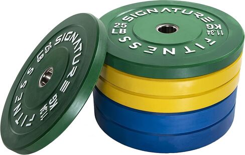 لوحات وزن أوليمبية ممتصة للصدمات مقاس 2 بوصة من Signature Fitness مع قضيب أوليمبي بطول 7 أقدام، عبوات متعددة in Saudi Arabia