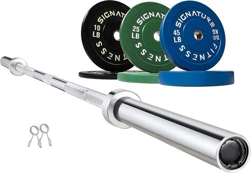 لوحات وزن أوليمبية ممتصة للصدمات مقاس 2 بوصة من Signature Fitness مع قضيب أوليمبي بطول 7 أقدام، عبوات متعددة in Saudi Arabia