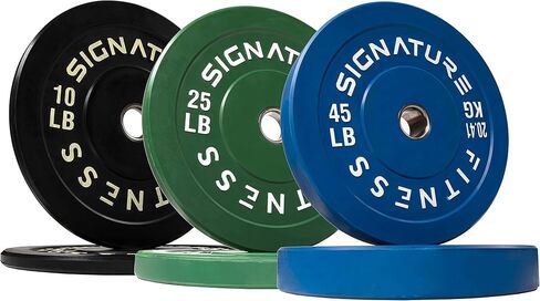 لوحات وزن أوليمبية ممتصة للصدمات مقاس 2 بوصة من Signature Fitness مع قضيب أوليمبي بطول 7 أقدام، عبوات متعددة in Saudi Arabia