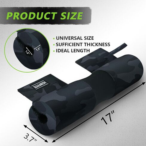 Barbell Pad Built-in Velcro Straps and Anti-slide Design for Hip Thrusts, Squats and Lunges, Neck & Shoulder Protective Pad - Fits Standard and Olympic Bars in Saudi Arabia