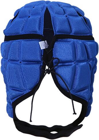 Kids Adjustable Rugby Helmet Soft Padded Football Headgear with Chin Strap Soccer Youth Head Protector Cap Flag Football Hockey Headguard Cap Protective Headgear in Saudi Arabia