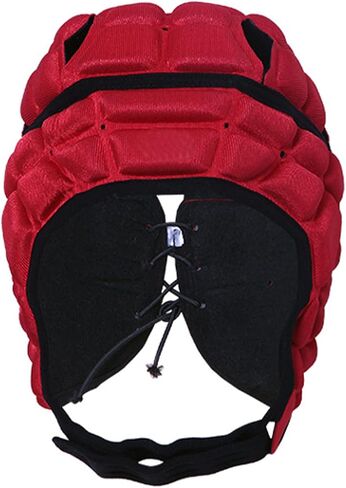 Kids Adjustable Rugby Helmet Soft Padded Football Headgear with Chin Strap Soccer Youth Head Protector Cap Flag Football Hockey Headguard Cap Protective Headgear in Saudi Arabia