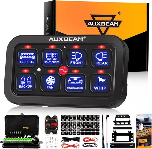 Auxbeam 6 Gang Switch Panel RA60 Toggle Momentary Pulsed RGB Dimmable Switch Panel Multifunction Switch Panel Built in Solid State Relay Marine Switch Panel Waterproof for Car Boat, 2 Years Warranty in Saudi Arabia