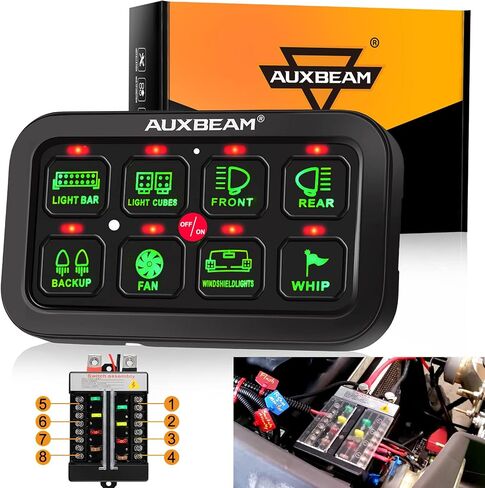 Auxbeam 6 Gang Switch Panel RA60 Toggle Momentary Pulsed RGB Dimmable Switch Panel Multifunction Switch Panel Built in Solid State Relay Marine Switch Panel Waterproof for Car Boat, 2 Years Warranty in Saudi Arabia