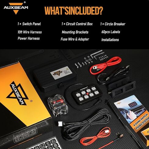 Auxbeam 6 Gang Switch Panel RA60 Toggle Momentary Pulsed RGB Dimmable Switch Panel Multifunction Switch Panel Built in Solid State Relay Marine Switch Panel Waterproof for Car Boat, 2 Years Warranty in Saudi Arabia