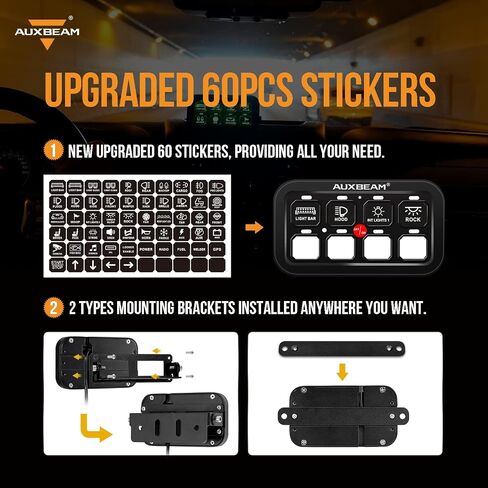 Auxbeam 6 Gang Switch Panel RA60 Toggle Momentary Pulsed RGB Dimmable Switch Panel Multifunction Switch Panel Built in Solid State Relay Marine Switch Panel Waterproof for Car Boat, 2 Years Warranty in Saudi Arabia