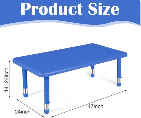 24" W x 47" L Rectangular Plastic Height Adjustable Activity Table with Large Dry Erase Table Top for Classrooms Toddler Furniture for Daycare, Daycare, Homes, Cornflower, etc (Green,1 Pcs) in Saudi Arabia