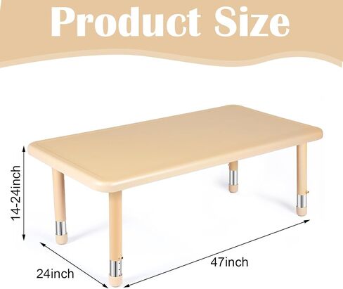 24" W x 47" L Rectangular Plastic Height Adjustable Activity Table with Large Dry Erase Table Top for Classrooms Toddler Furniture for Daycare, Daycare, Homes, Cornflower, etc (Green,1 Pcs) in Saudi Arabia