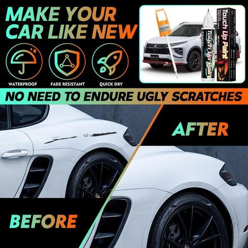 لمسة طلاء للسيارات، طلاء تلقائي سريع وسهل لخدش السيارة، إصلاح خدوش طلاء السيارة اثنين في واحد، مزيل خدوش السيارة للخدوش العميقة، طلاء لمسات السيارات (أسود) in Kuwait