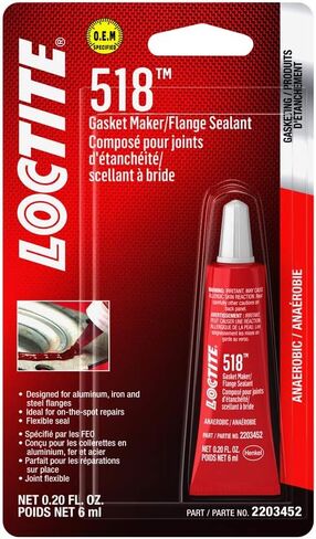 LOCTITE 518 Gasket Maker & Flange Sealant for Automotive: Anaerobic, Medium-Strength, Non-Corrosive, Flexes with Movement, Solvent-Resistant | Red, 6 ml Tube (PN: 2203452-2096064) in Saudi Arabia