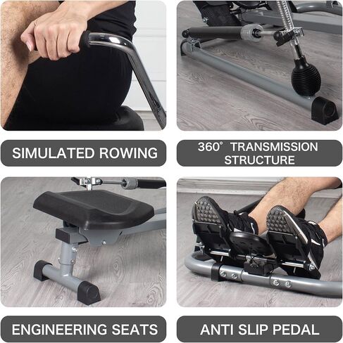 آلة التجديف Leikefitness قابلة للطي للاستخدام المنزلي آلة التجديف الهيدروليكية مع شاشة LCD لتمارين القلب لكامل الجسم in Kuwait