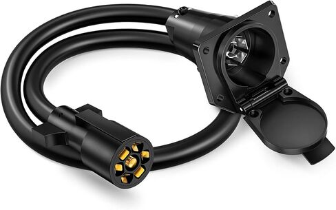 MICTUNING 7 Way Trailer Plug Socket Extension Cable - 7 Blade Trailer Wiring Connector Cord Wire 3ft 10-14 AWG in Saudi Arabia