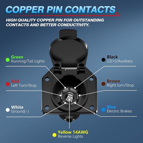 MICTUNING 7 Way Trailer Plug Socket Extension Cable - 7 Blade Trailer Wiring Connector Cord Wire 3ft 10-14 AWG in Saudi Arabia