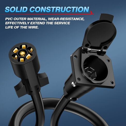 MICTUNING 7 Way Trailer Plug Socket Extension Cable - 7 Blade Trailer Wiring Connector Cord Wire 3ft 10-14 AWG in Saudi Arabia
