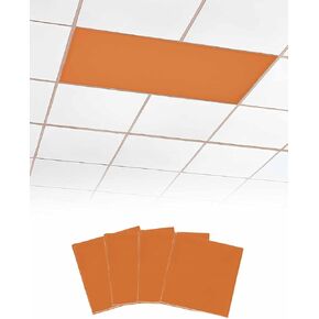 4 Pack Fluorescent Light Cover for Ceiling Lights, Orange Magnetic Classroom Light Filters 4x2 Feet, Pure Orange Decorative Ceiling Light Covers for Office